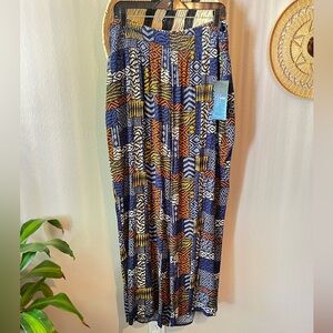 Slimsation by Multiples Tribal Print Multicolor Wide-Leg Gauzy Pants NWT